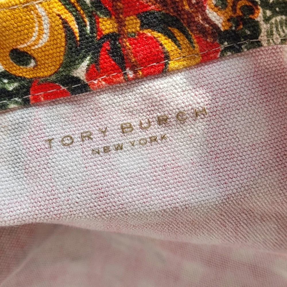 Tory Burch Canvas Gingham Fruit Print Tote Bag